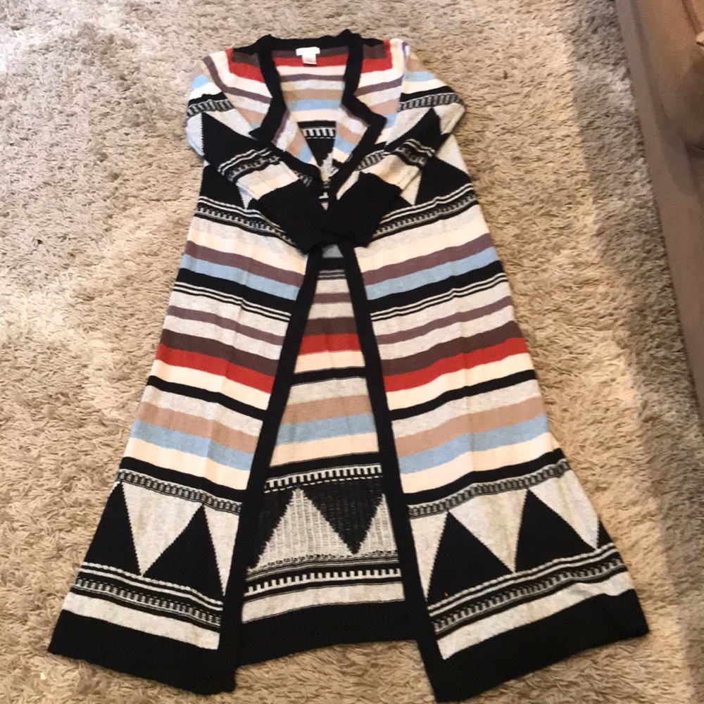 Long Multi Colored Sweater Duster - image 2